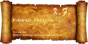 Kubányi Felícia névjegykártya